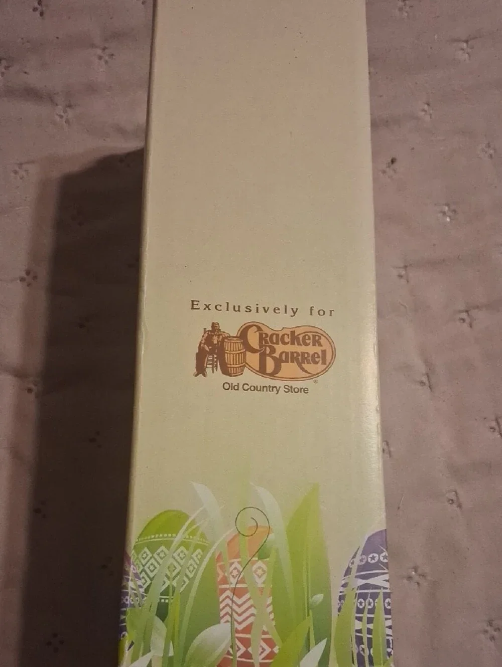 Cracker Barrel Boy Bunny Figurine - Green Sweater with Pink Buttons